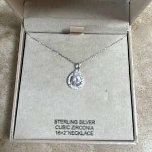 Rachel Zoe sterling silver cubic zirconia necklace - 16 + 2”